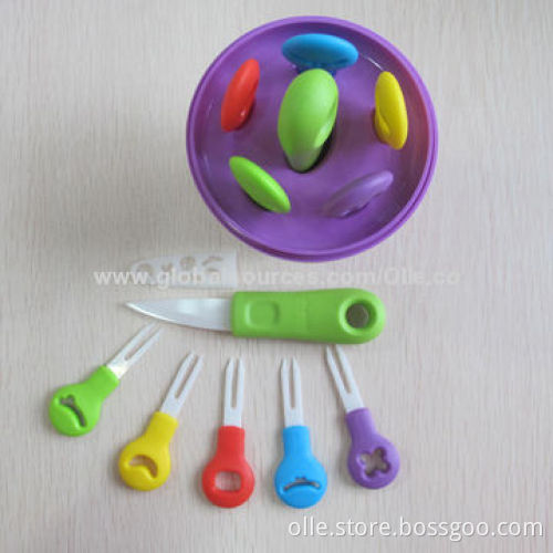 Ceramic Paring Knife and Fork Set, Colorful Handle, Healthy for Picking